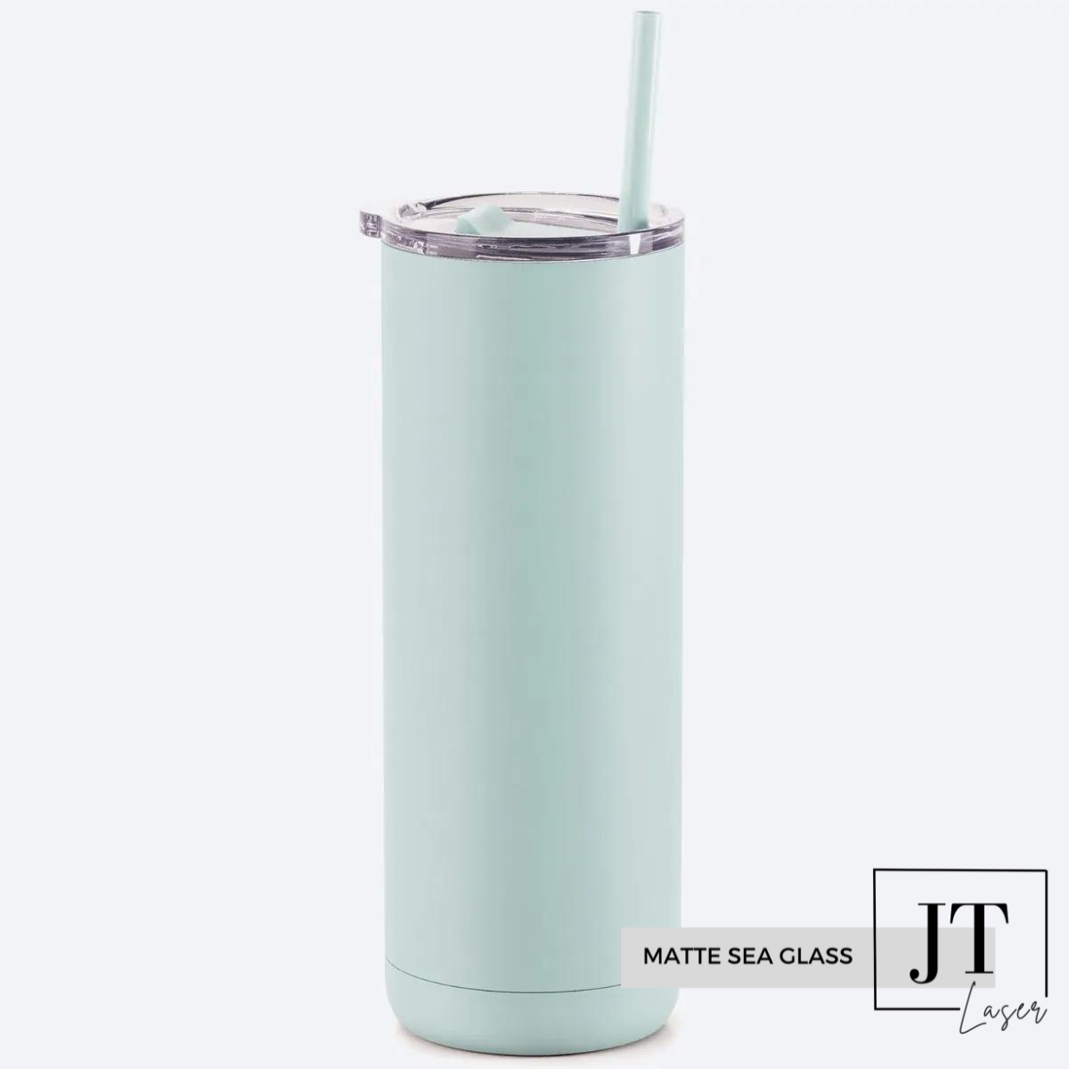 Personalized 20 Oz. Slim Tumbler: MATTE SEA GLASS