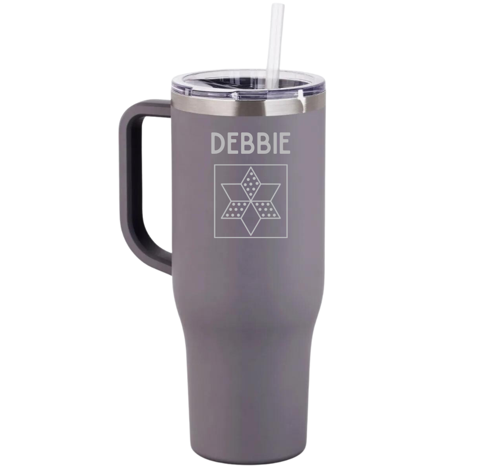 Personalized 40 Oz. Tumbler with Handle: MATTE VOLCANIC GLASS