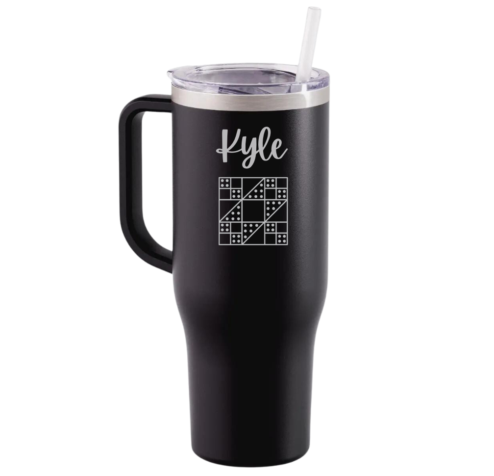 Personalized 40 Oz. Tumbler with Handle: MATTE BLACK