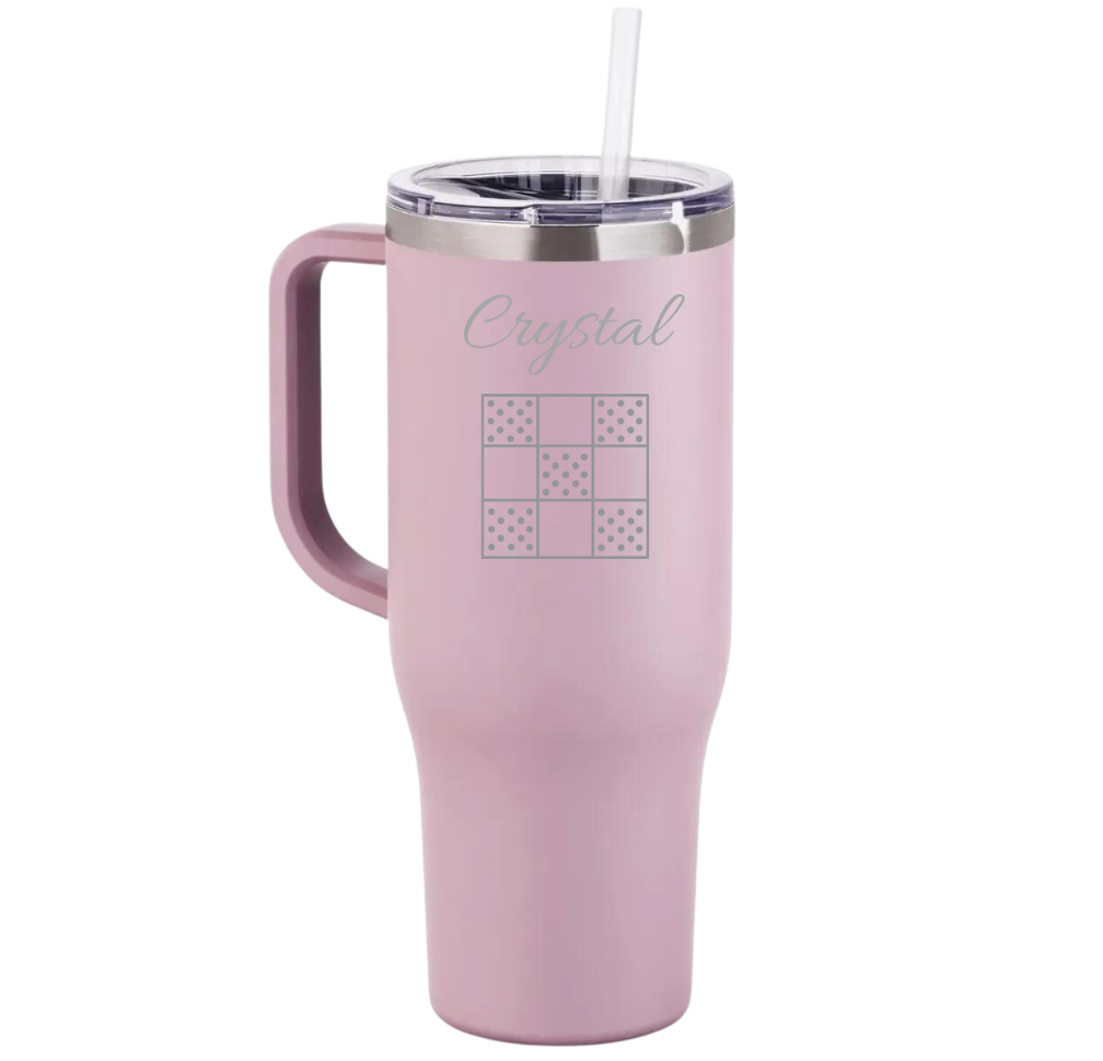 Personalized 40 Oz. Tumbler with Handle: MATTE MAUVE