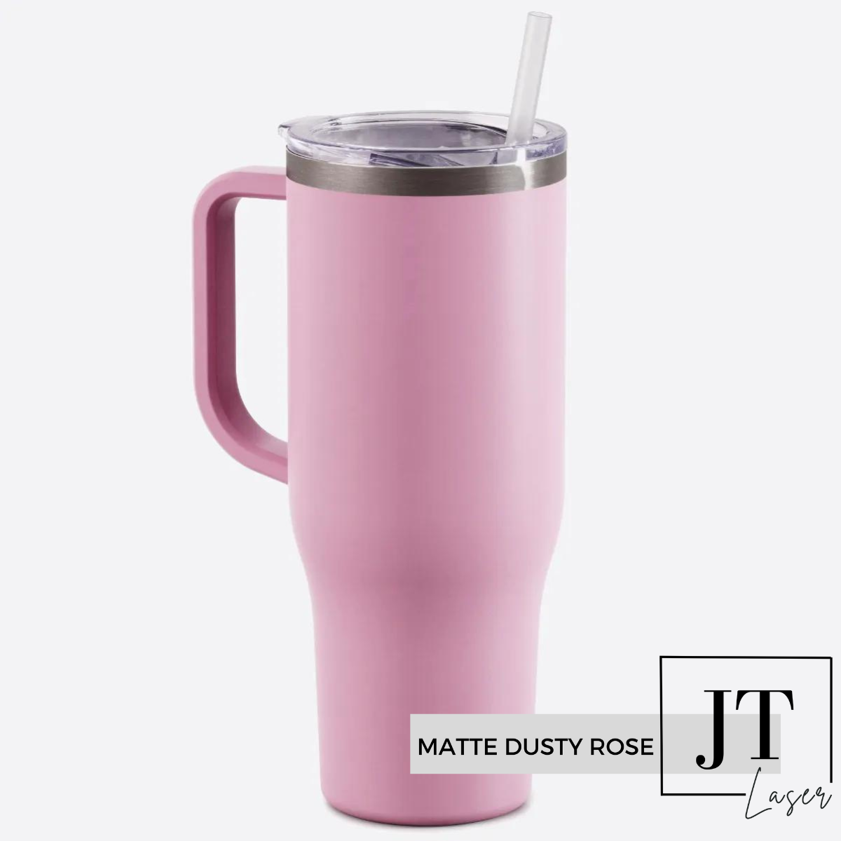 Personalized 40 Oz. Tumbler with Handle: MATTE DUSTY ROSE