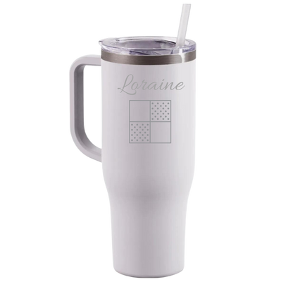 Personalized 40 Oz. Tumbler with Handle: MATTE WHITE
