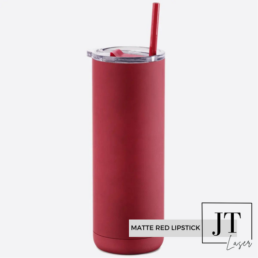 Personalized 20 Oz. Slim Tumbler: MATTE RED LIPSTICK