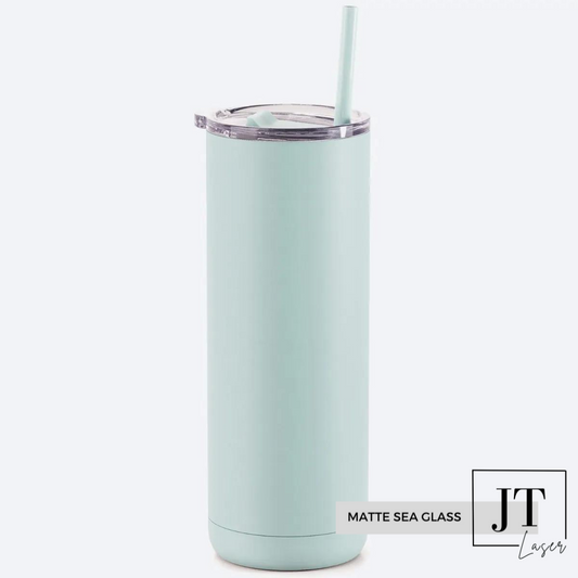 Personalized 20 Oz. Slim Tumbler: MATTE SEA GLASS