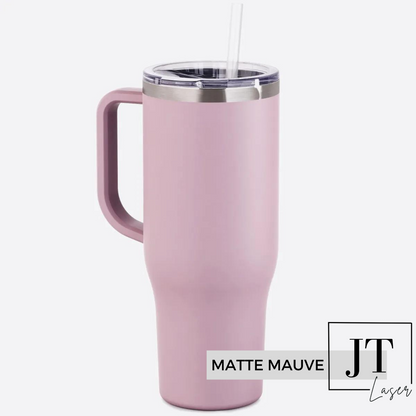 Personalized 40 Oz. Tumbler with Handle: MATTE MAUVE