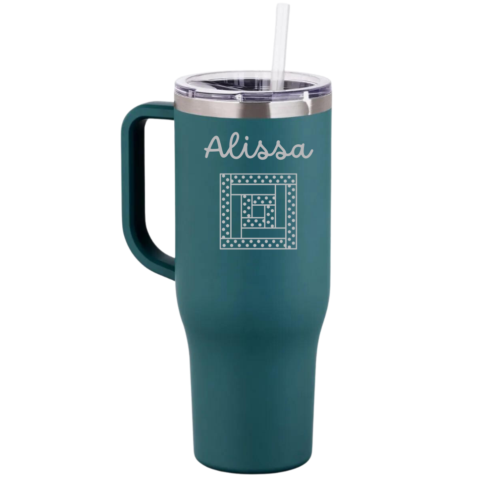 Personalized 40 Oz. Tumbler with Handle: MATTE DEEP TEAL