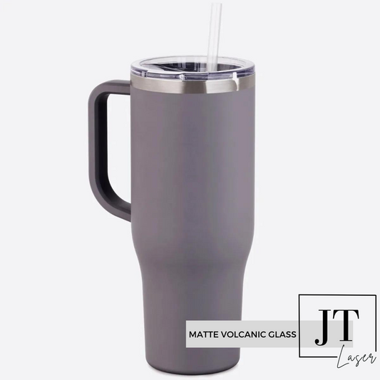Personalized 40 Oz. Tumbler with Handle: MATTE VOLCANIC GLASS