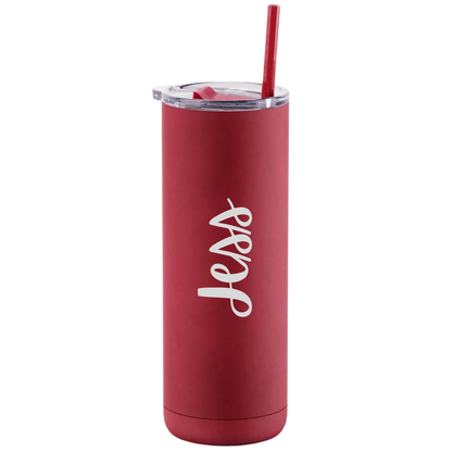 Personalized 20 Oz. Slim Tumbler: MATTE RED LIPSTICK